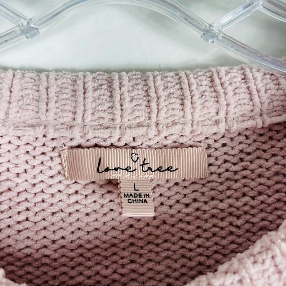 Love Tree purple lilac open knit cropped boxy sweater large - Picture 7 of 8